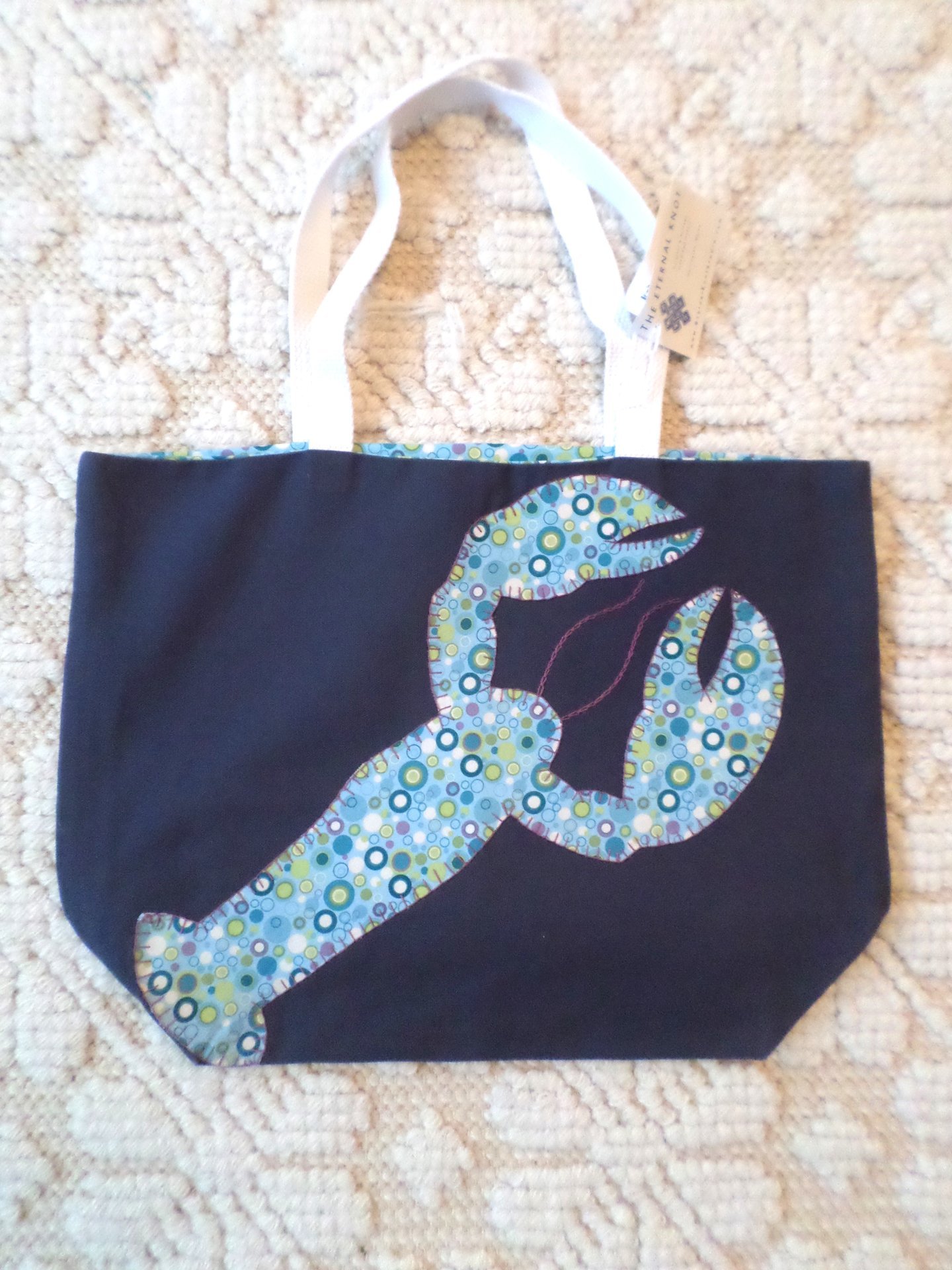 SALE Maine Lobster Hand Embroidered Canvas Tote Bag - MEDIUM