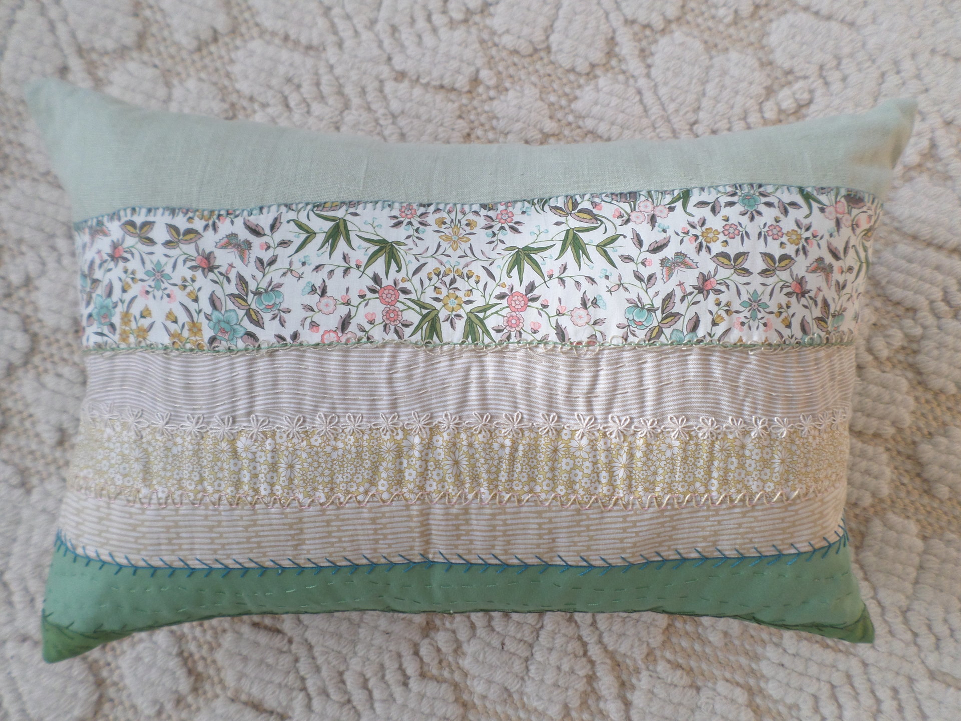 Embroidered Linen Throw Pillow