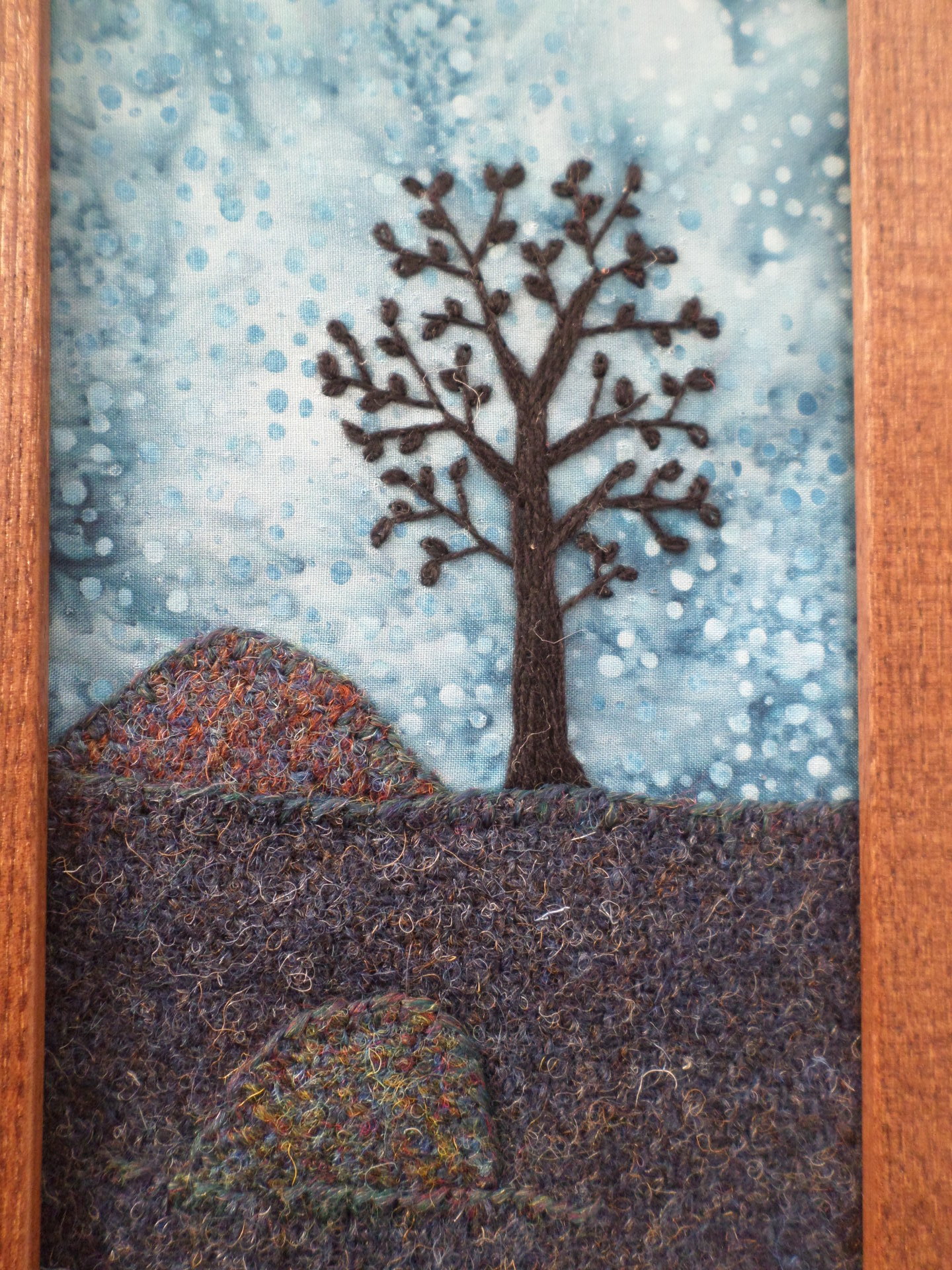Downeast Night Hand-Embroidered Crewel Wall Art