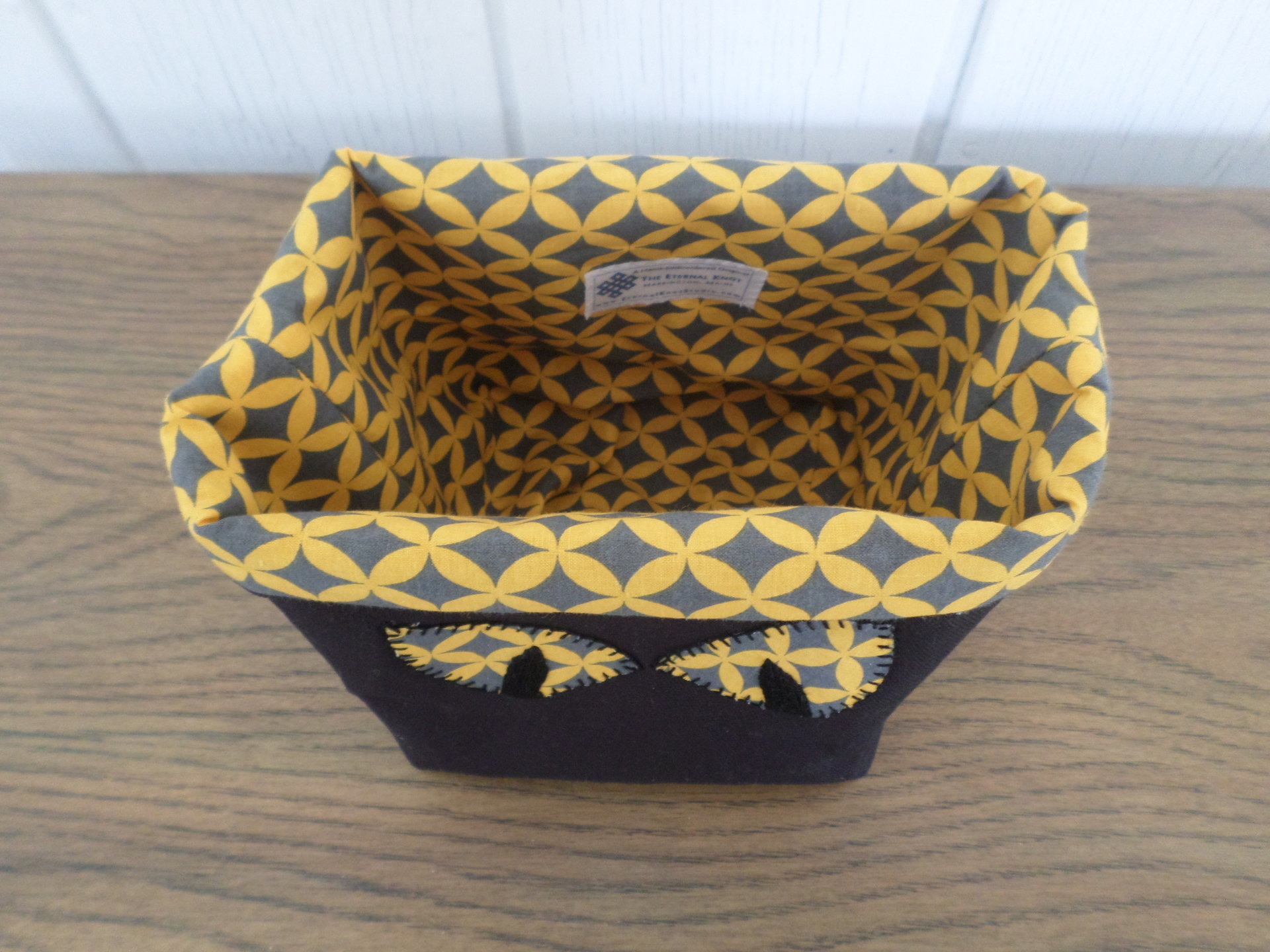 Cat's Eyes Hand Embroidered Canvas Fabric Basket