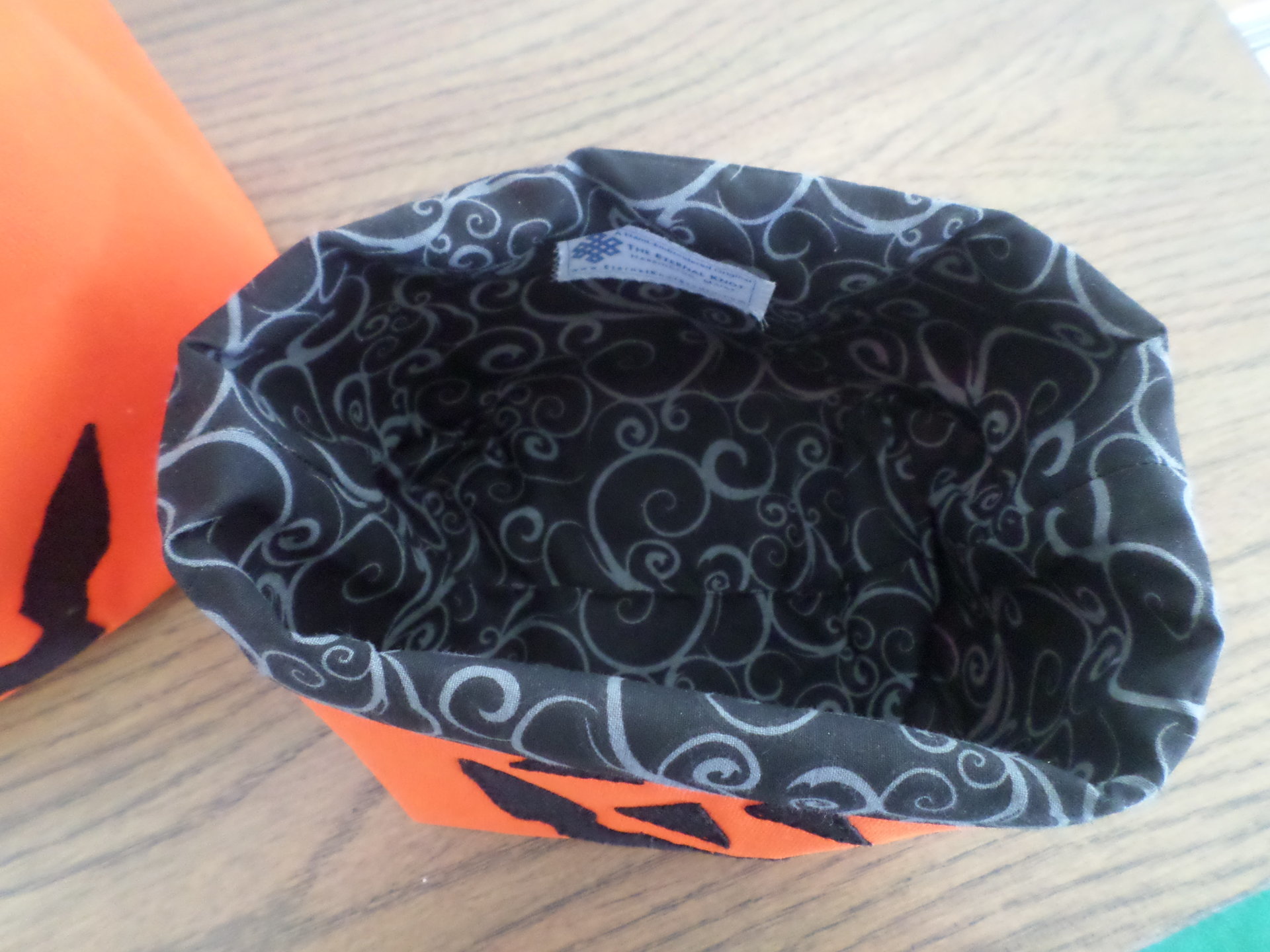 Jack O' Lantern Hand Embroidered Canvas Fabric Basket