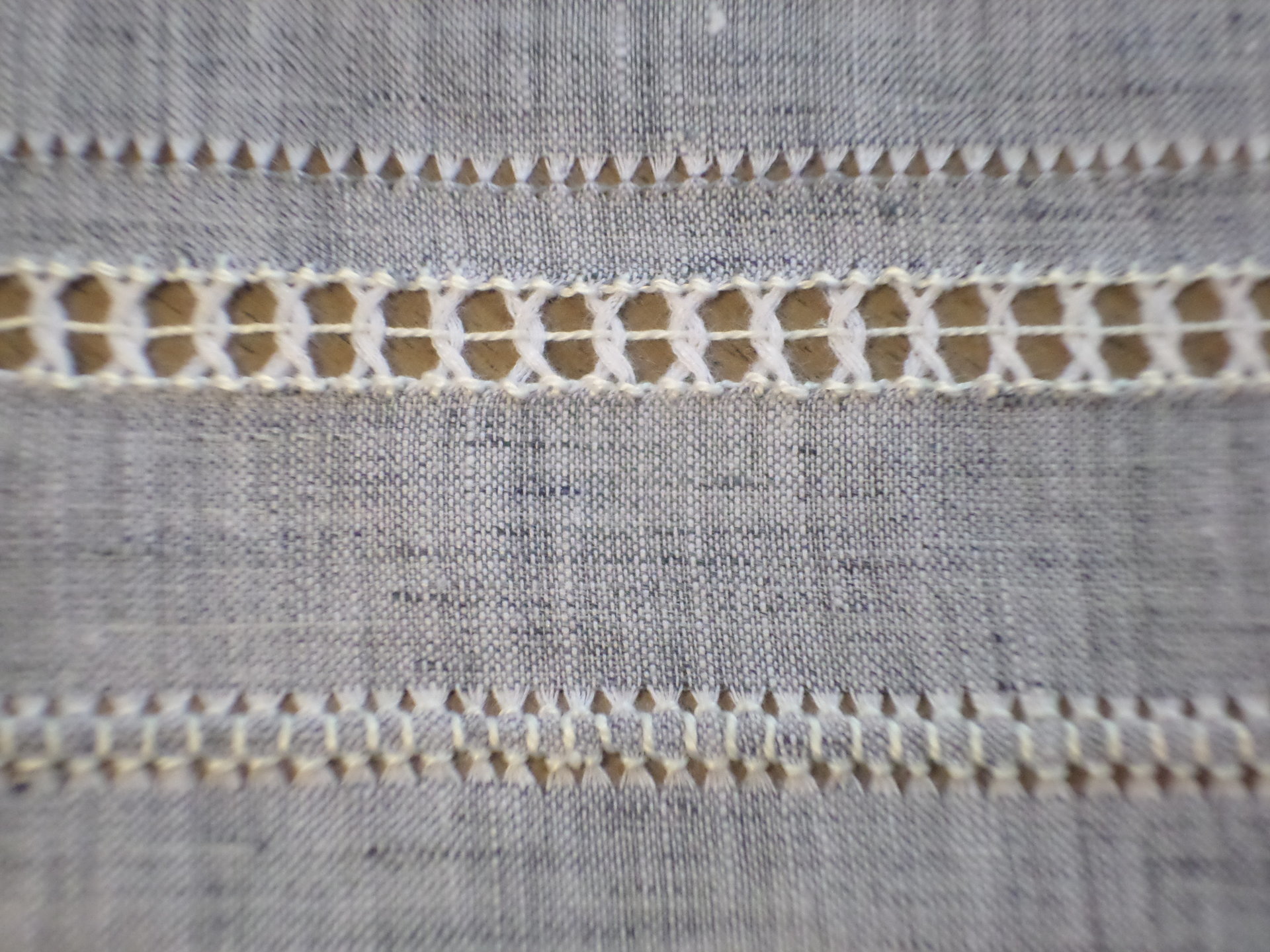 Hand Embroidered Drawn Thread Linen Tablecloth