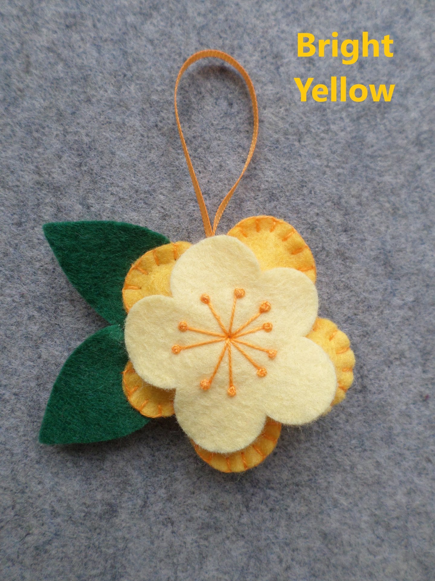 Yellow Flower Felt Holiday Ornament DIY Kit