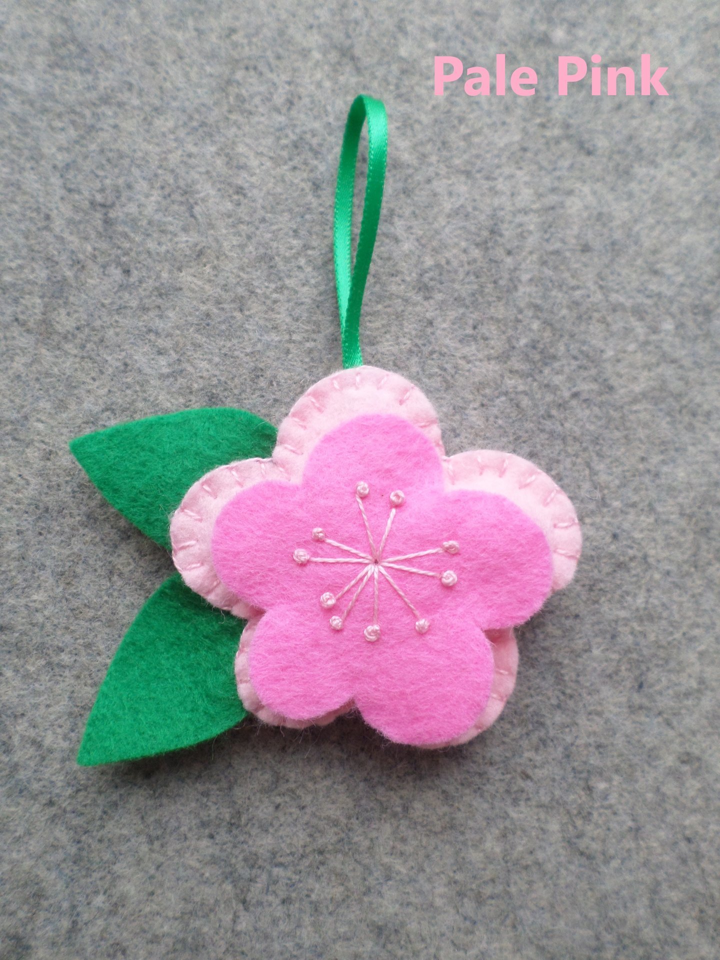 Pink Cherry Blossom Flower Felt Holiday Ornament DIY Kit
