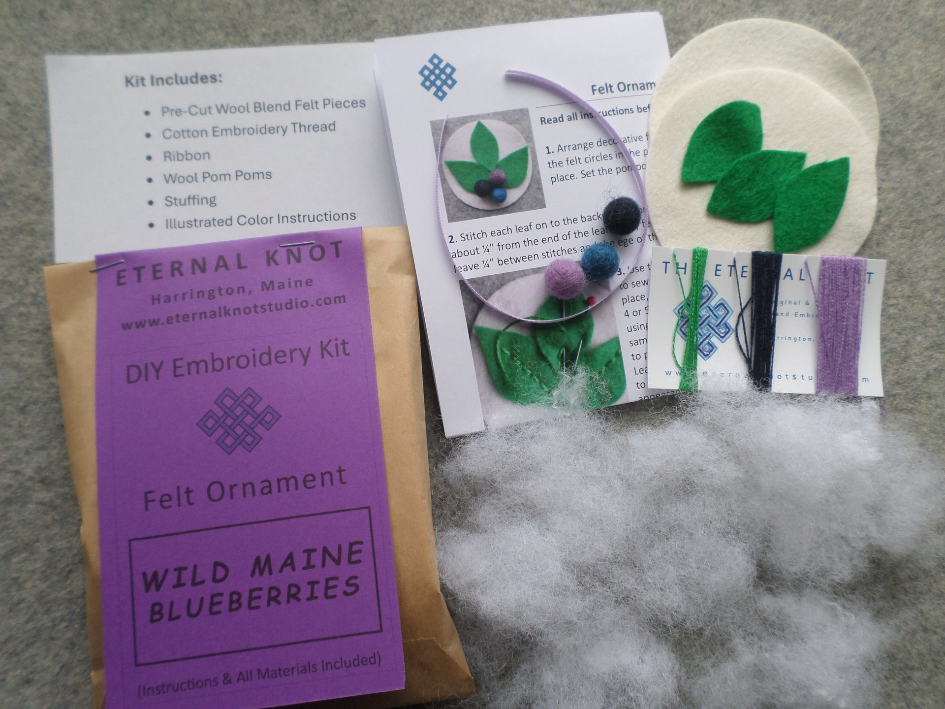 Blueberry Felt Holiday Ornament DIY Kit 