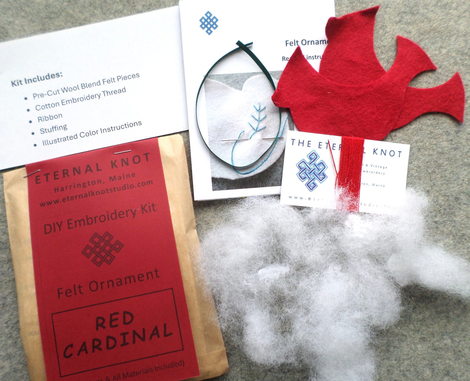 Red Cardinal Felt Holiday Ornament DIY Kit 