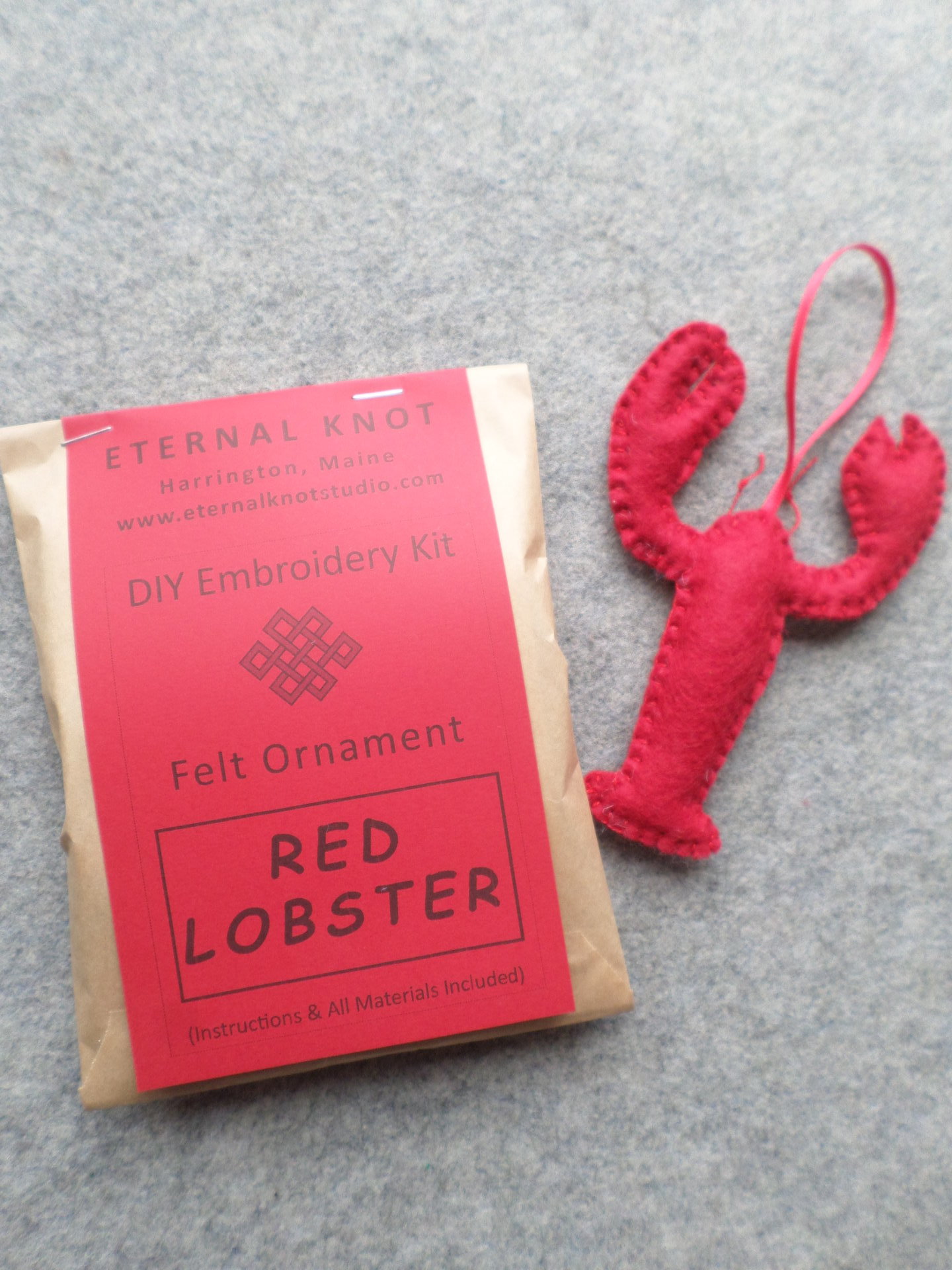 Red Lobster Felt Holiday Ornament DIY Kit 