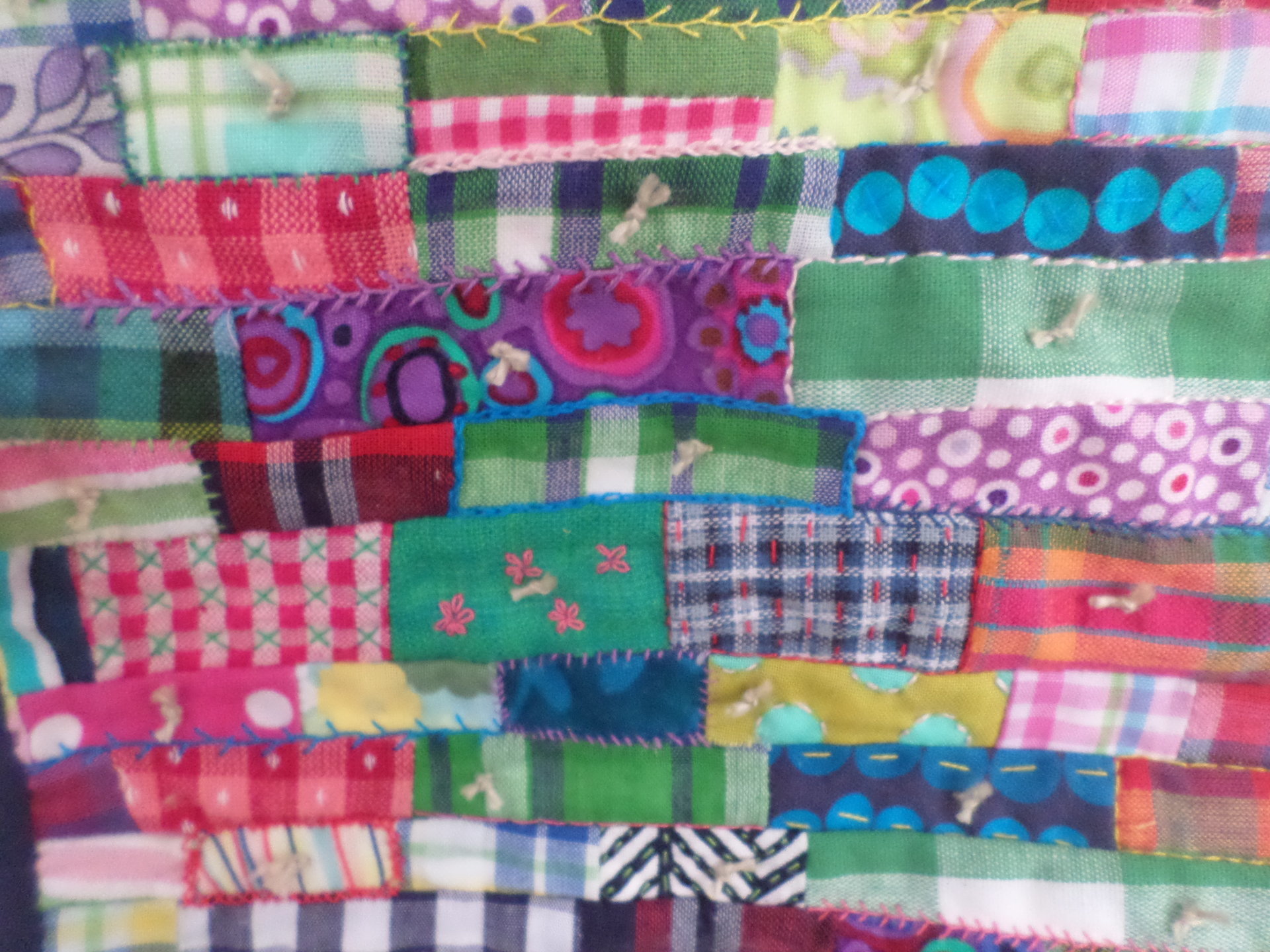 Miniature Downeast Maine Clothesline with Embroidered Patchwork Crazy Quilt and Red Lobsters 