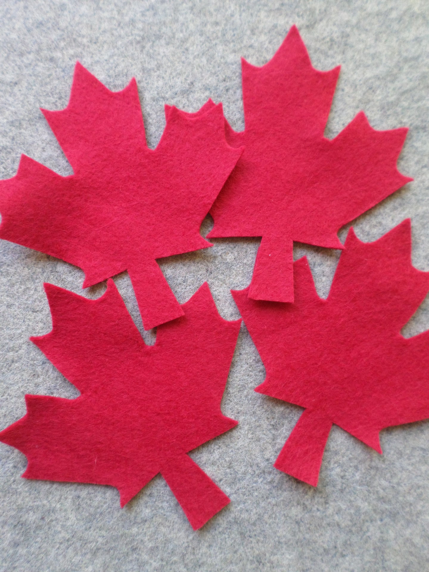 Cut Felt Shapes, 12 Red Maple Leaf Pieces