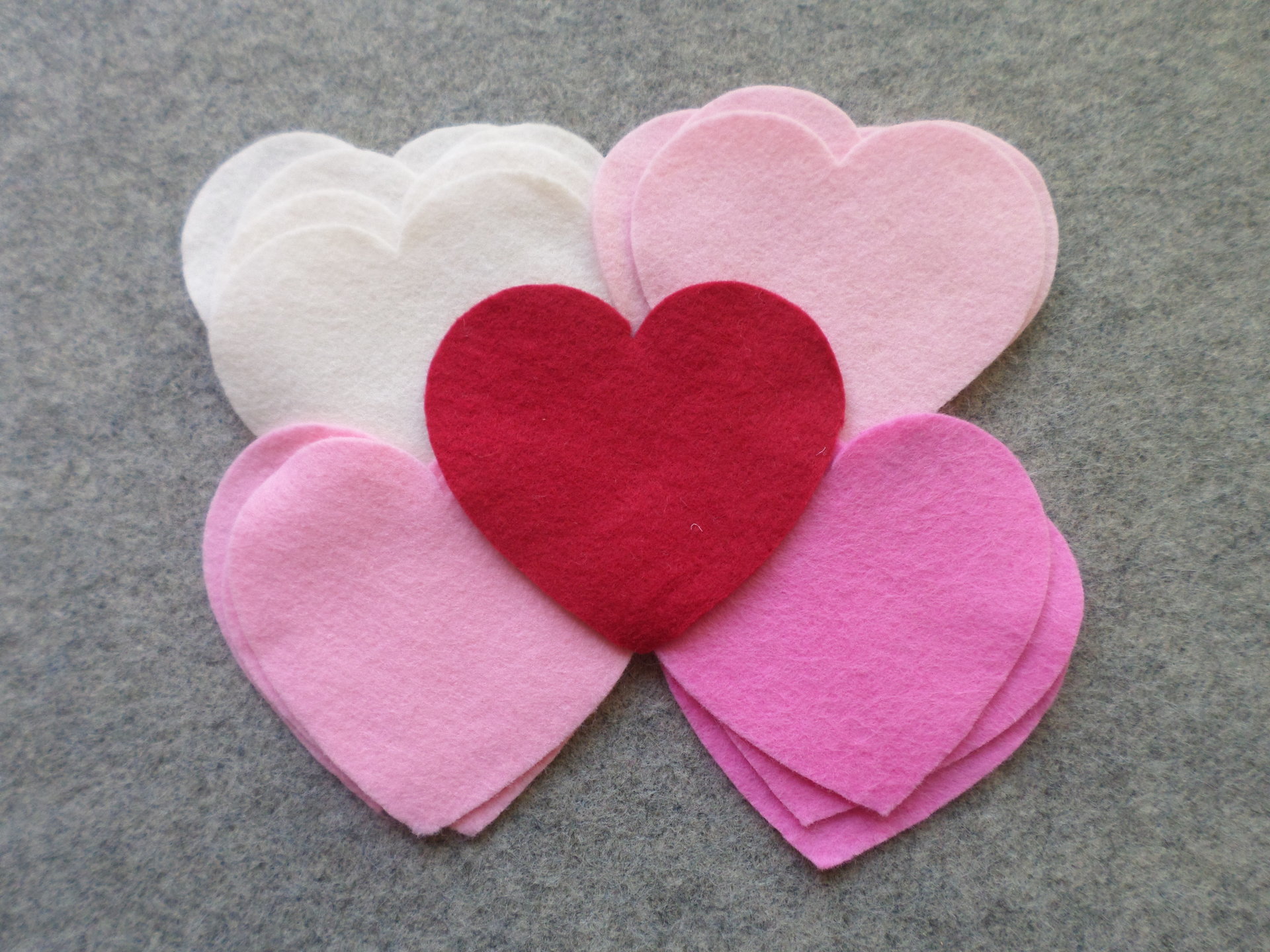Cut Felt Shapes, 12 Heart Pieces