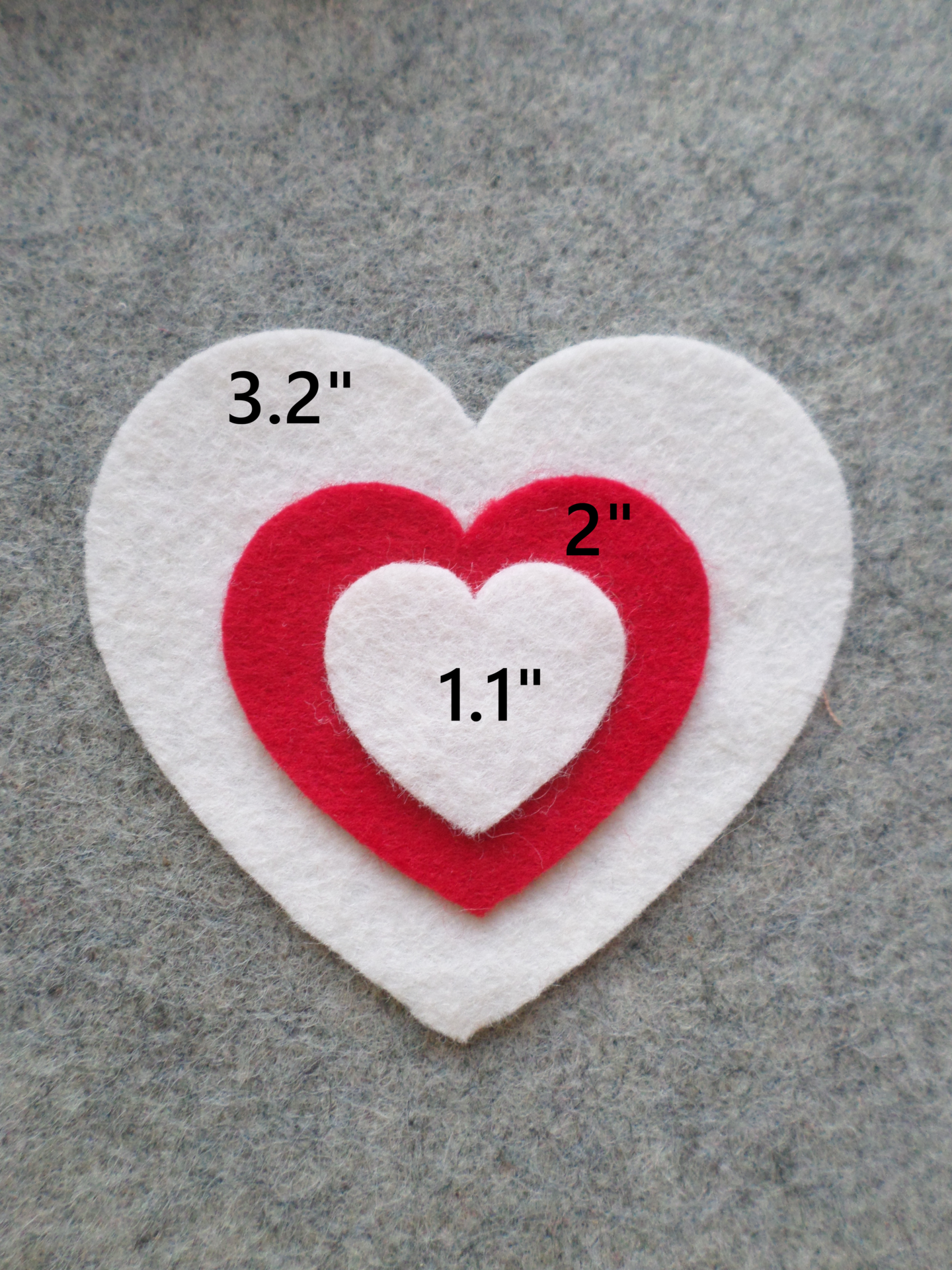 12 Cut Felt Shapes, 1.1" Heart Pieces