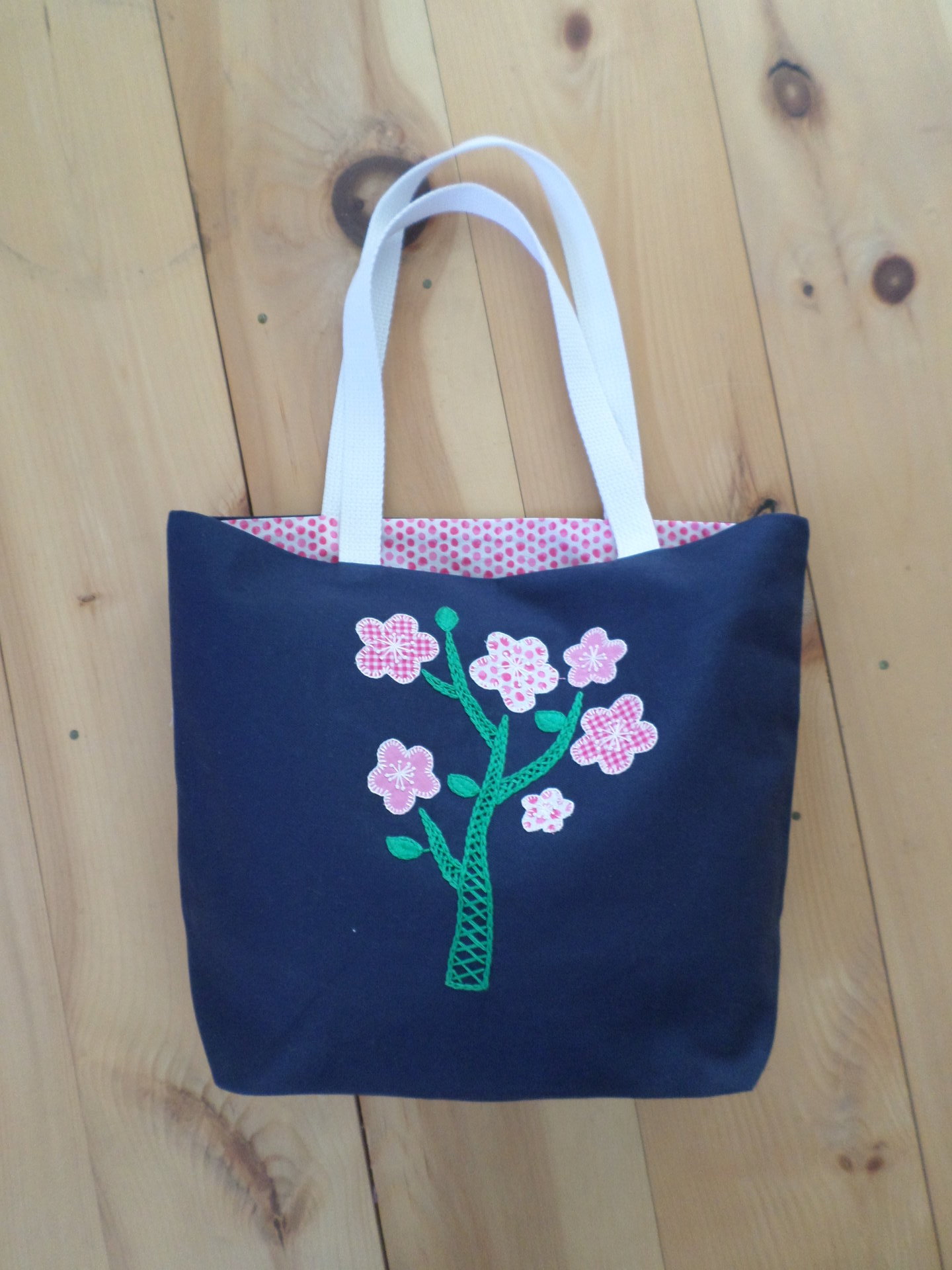 Spring Flowers Hand Embroidered Tote Bag, SMALL