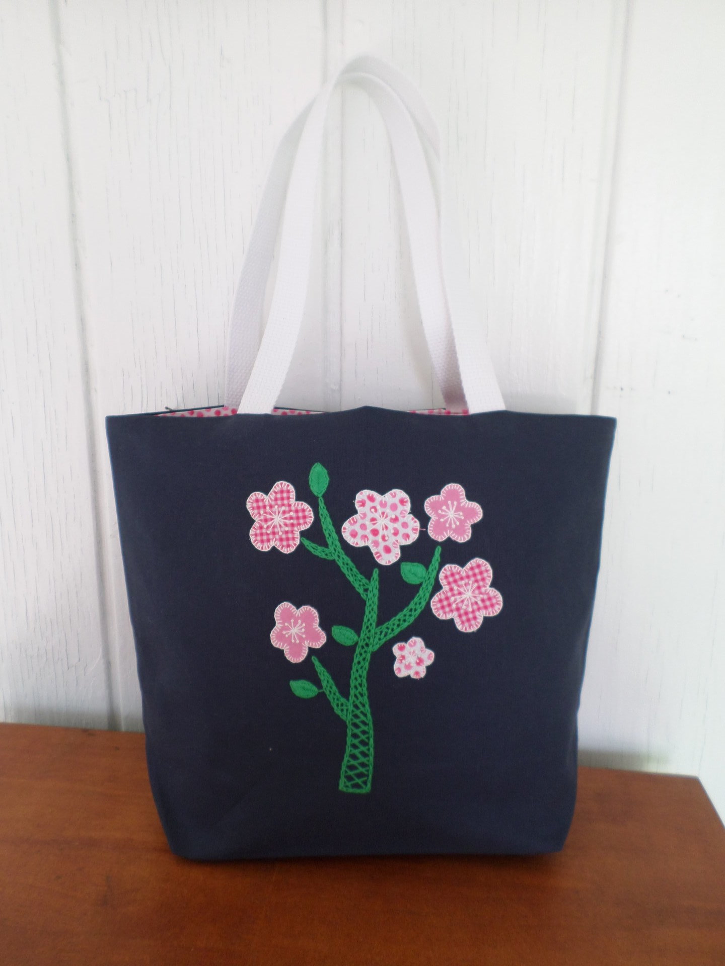 Spring Flowers Hand Embroidered Tote Bag, SMALL