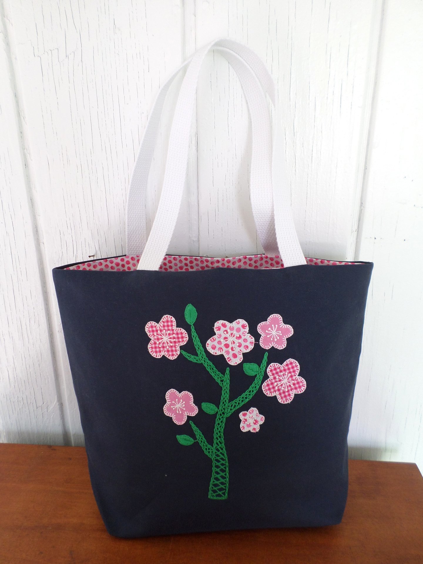 Spring Flowers Hand Embroidered Tote Bag, SMALL