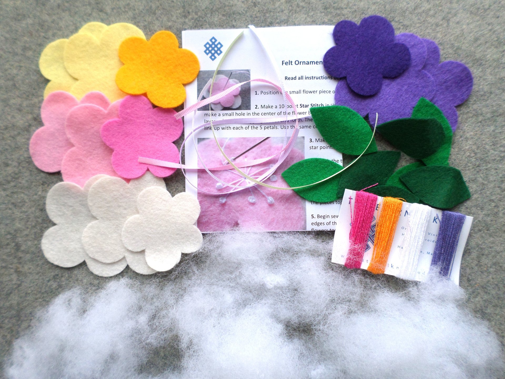 Set of 4 Flower Ornaments DIY Kit 