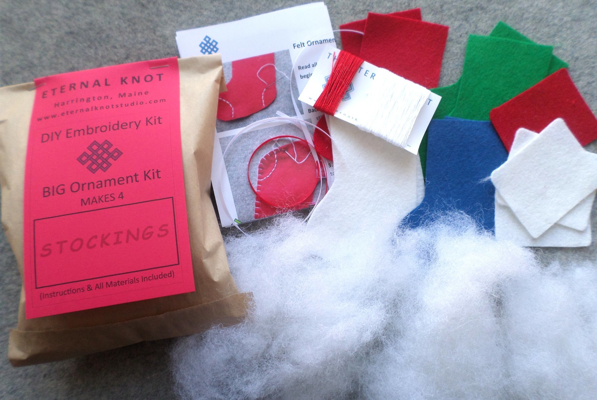 Set of 4 Stocking Felt Ornaments DIY Kit 