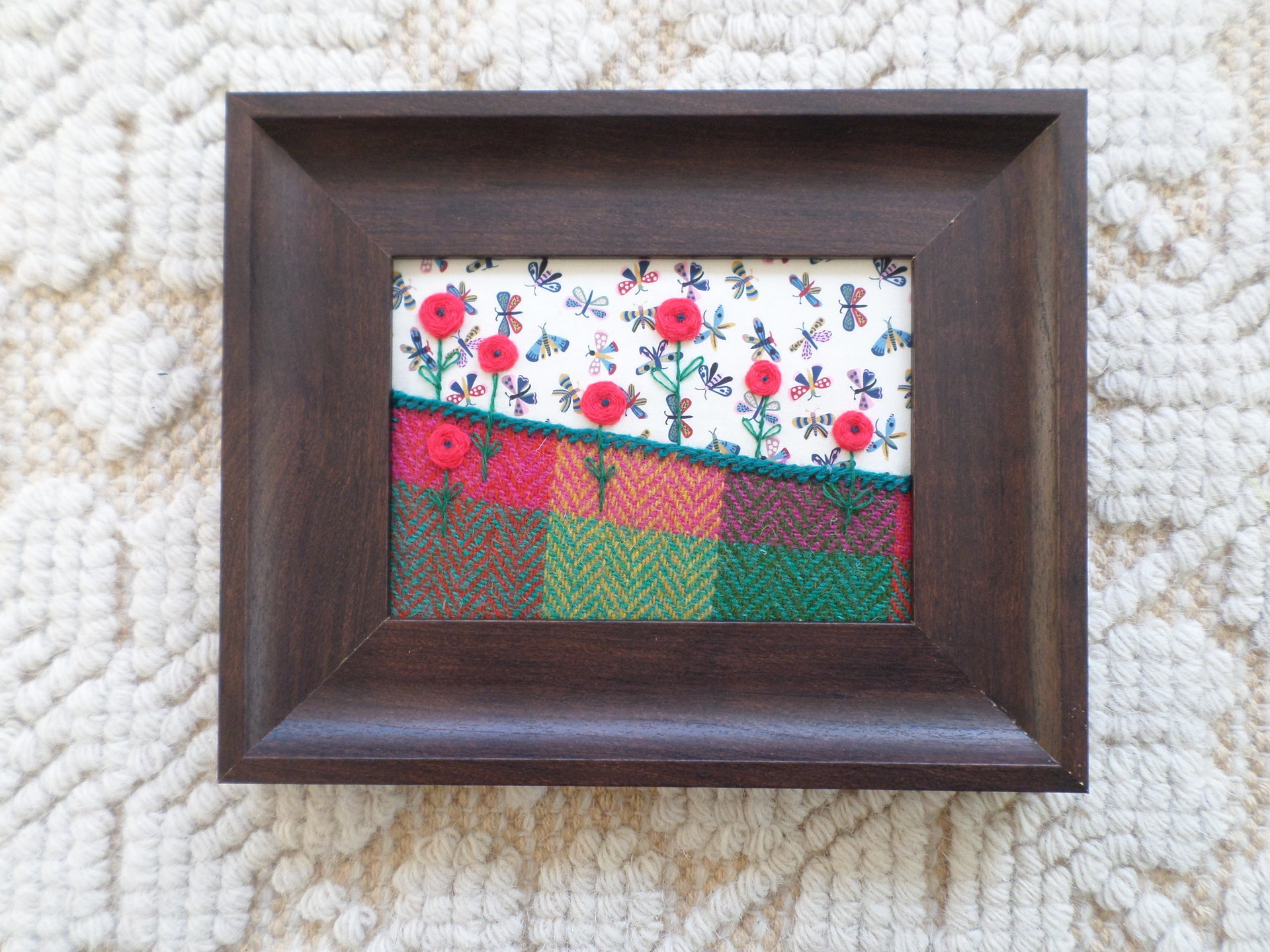 Summer Landscape 5" x 7" Hand-Embroidered Crewel Wall Art
