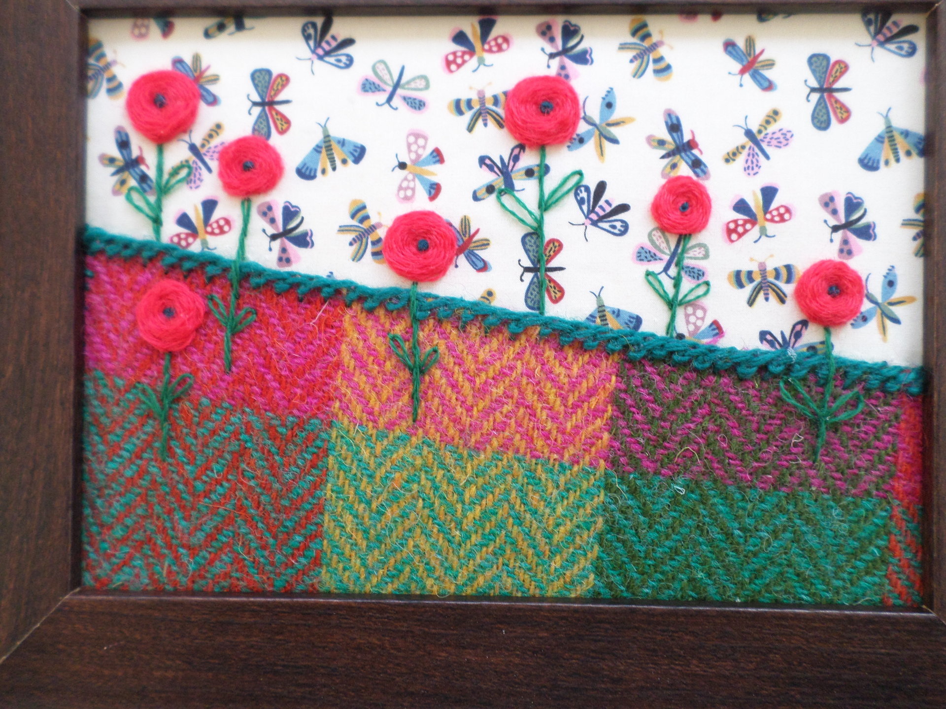 Summer Landscape 5" x 7" Hand-Embroidered Crewel Wall Art
