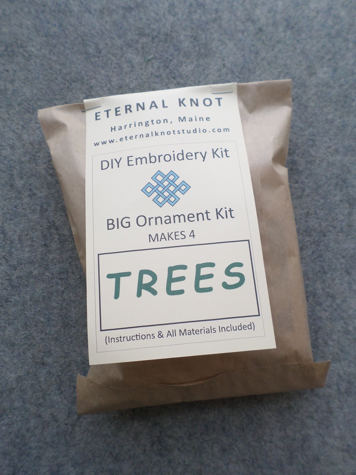 Set of 4 Tree Felt Ornaments DIY Kit 