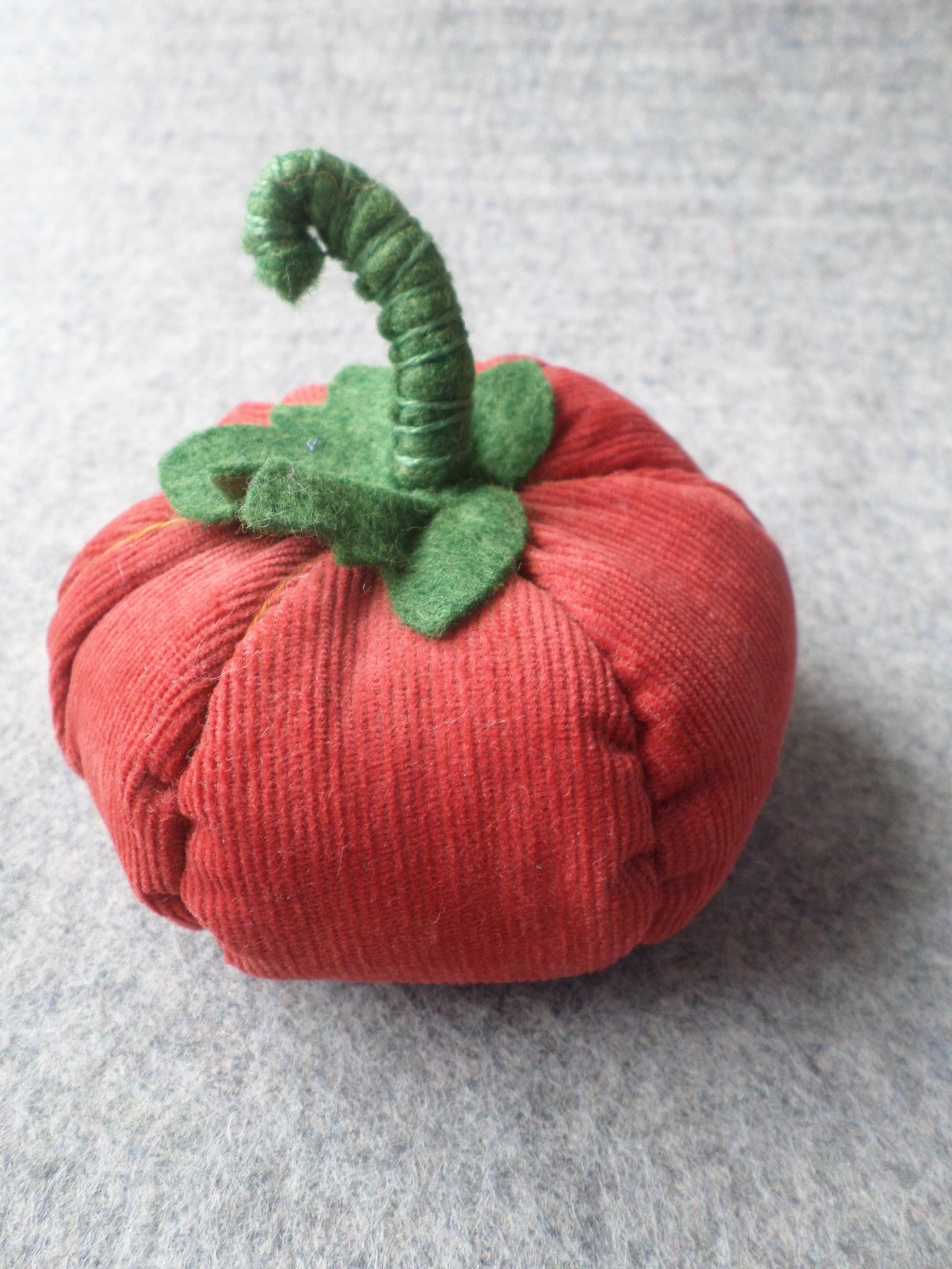 Orange Corduroy Pumpkin Pincushion