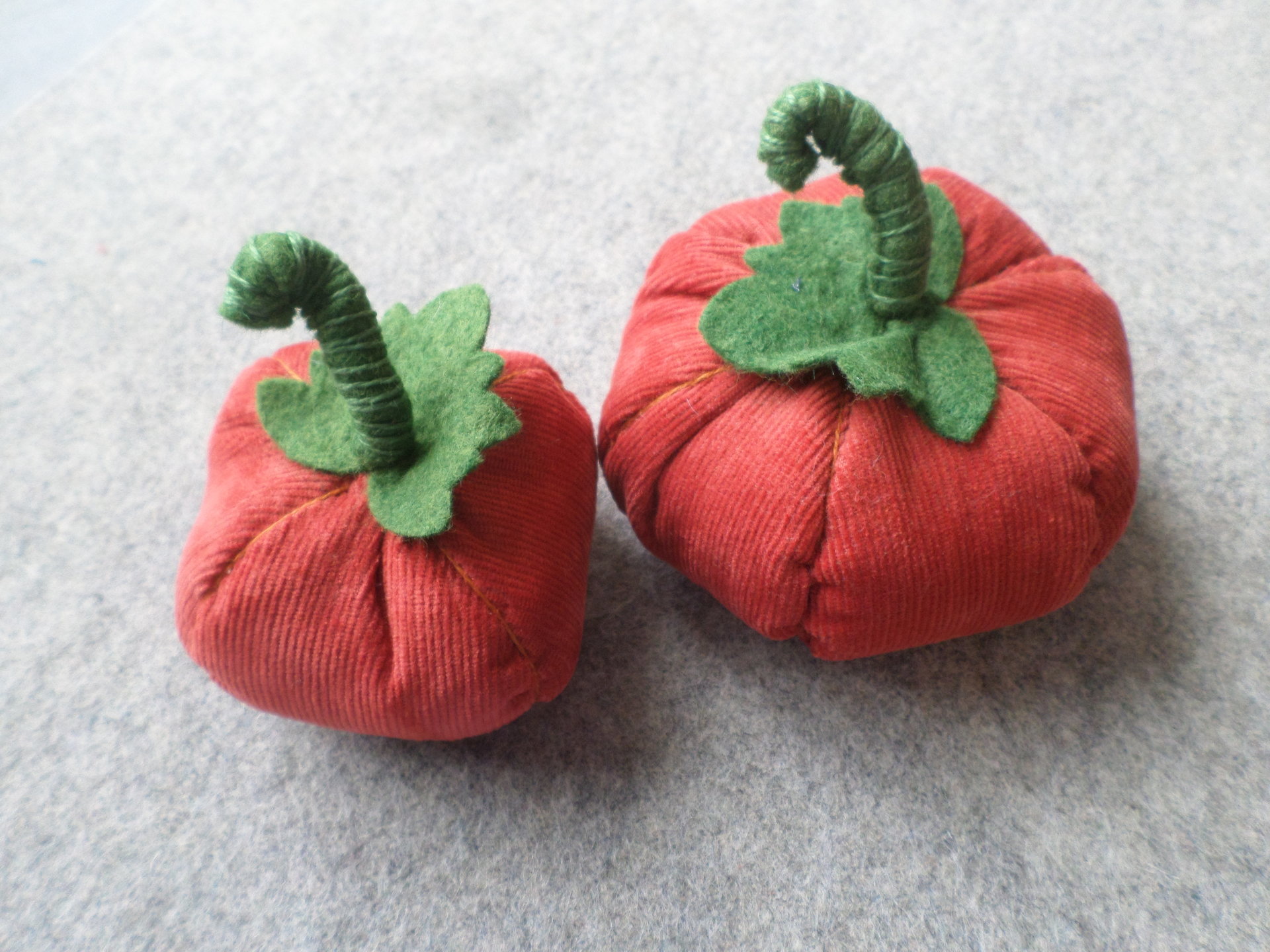Orange Corduroy Pumpkin Pincushion