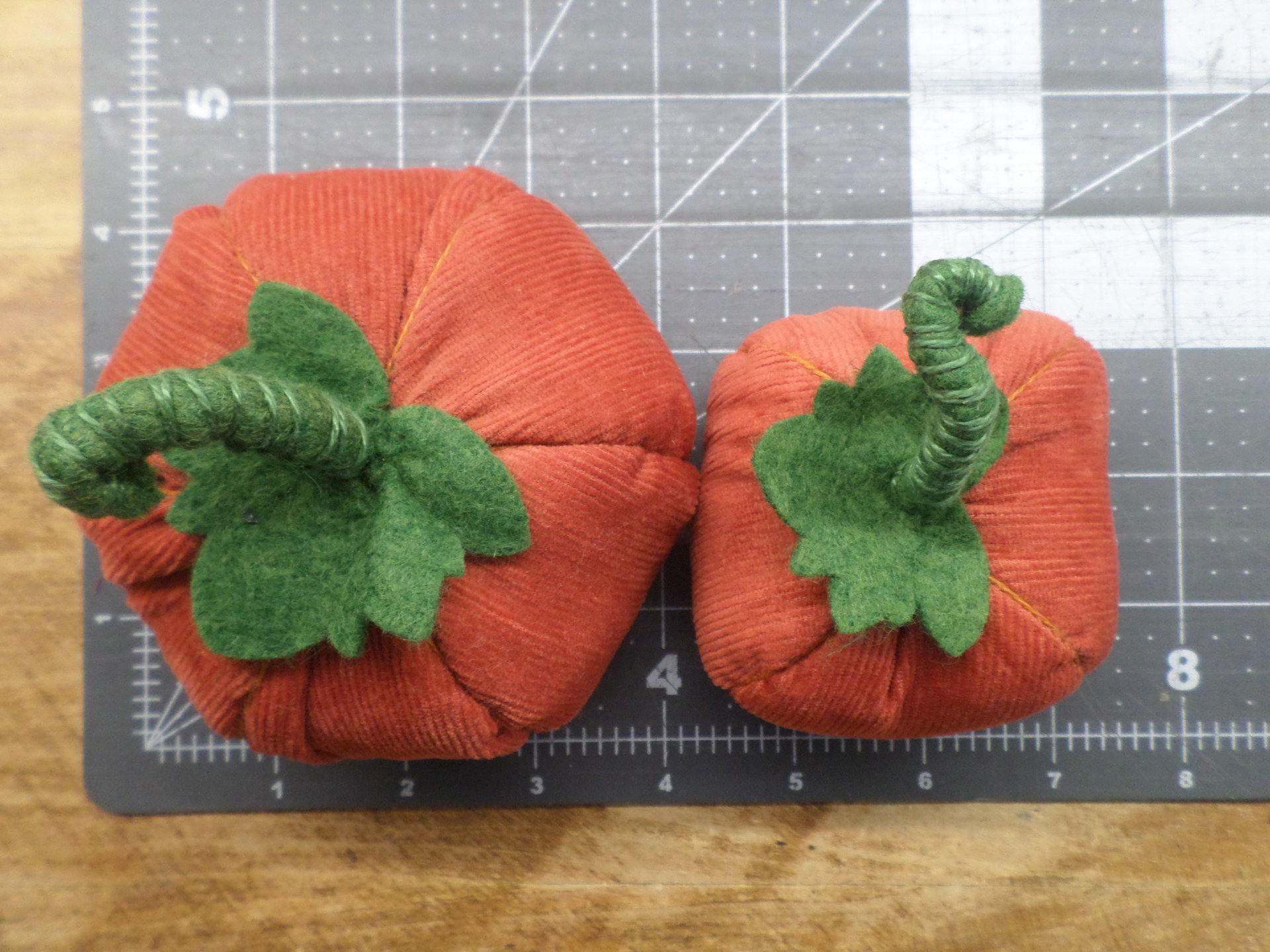 Orange Corduroy Pumpkin Pincushion