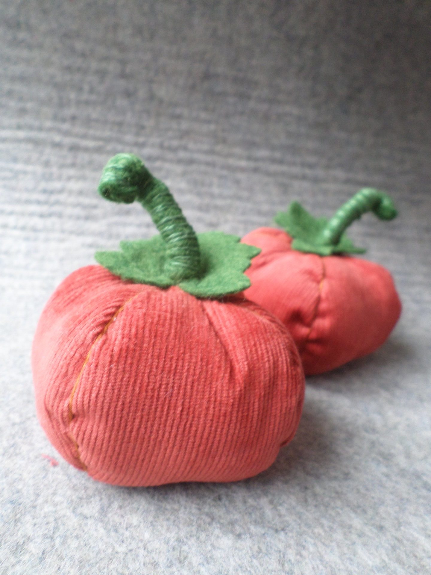 Orange Corduroy Pumpkin Pincushion