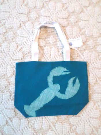 Maine Lobster Hand Embroidered Canvas Tote Bag - SMALL