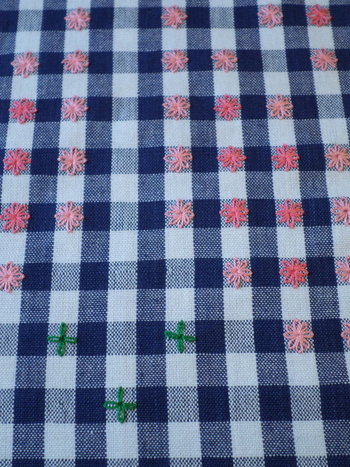 Hand Embroidered Gingham Tablecloth