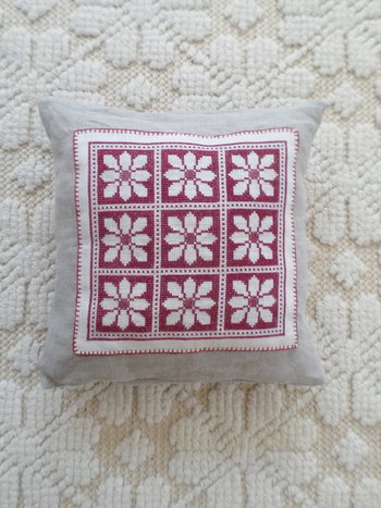 Vintage Swedish Cross-Stitch, Upcycled Linen Cushion