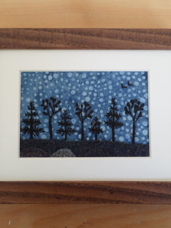 5" x 7" Downeast Night Hand-Embroidered Crewel Wall Art