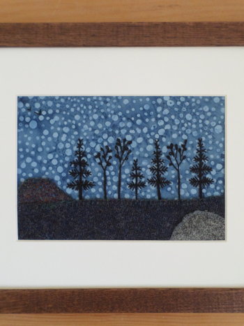 8" x 10" Downeast Night Hand-Embroidered Crewel Wall Art