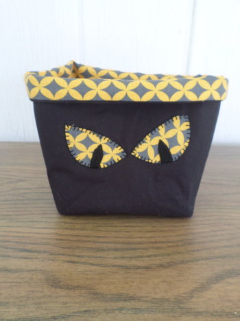 Cat's Eyes Hand Embroidered Canvas Fabric Basket