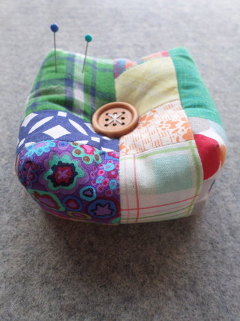 Square Patchwork Pincusion Primary Colors