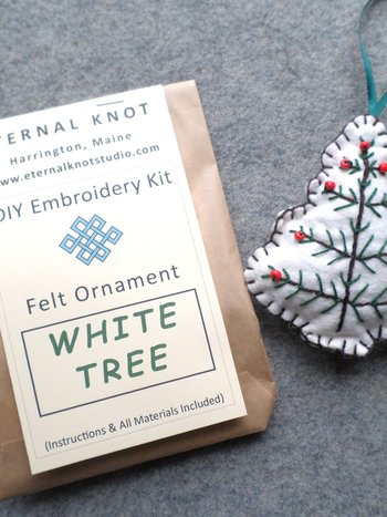 White Tree Felt Holiday Ornament DIY Kit 