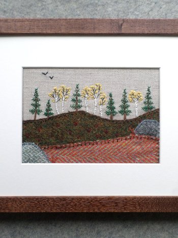 Downeast Autumn 8" x 10" Hand-Embroidered Crewel Wall Art