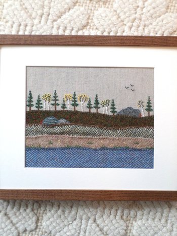 11" x 14" Downeast Autumn Hand-Embroidered Crewel Wall Art