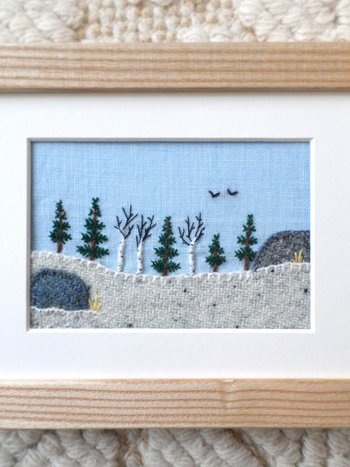 Downeast Winter 5" x 7" Landscape Hand Embroidered Crewel Wall Art