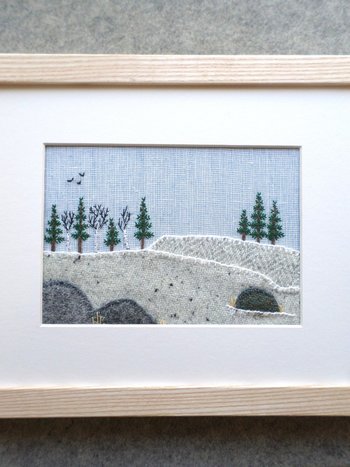 Downeast Winter Landscape 8" x 10" Hand Embroidered Crewel Wall Art