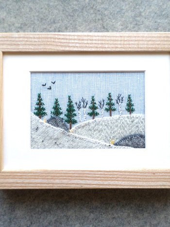 Downeast Winter 5" x 7" Landscape Hand Embroidered Crewel Wall Art
