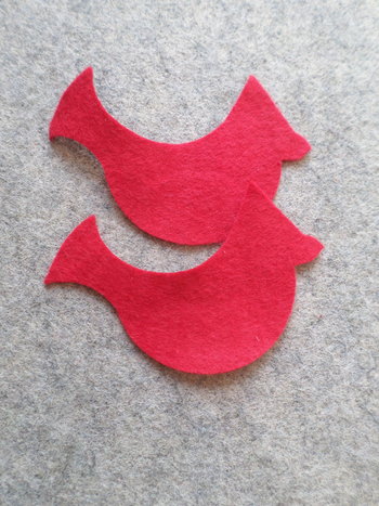 Cut Felt Bird Shapes, 12 Red Cardinal Pieces
