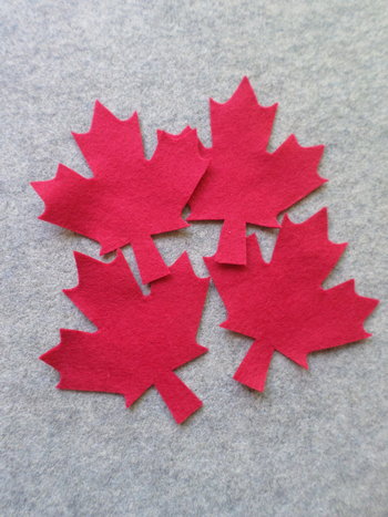 Cut Felt Shapes, 12 Red Maple Leaf Pieces