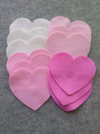 Cut Felt Shapes, 12 Heart Pieces