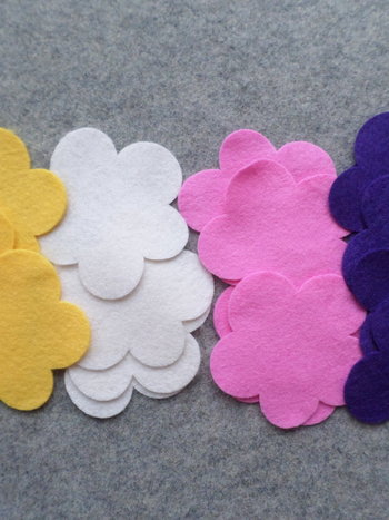 12 Cut Felt Shapes, 2.75" Flower Pieces