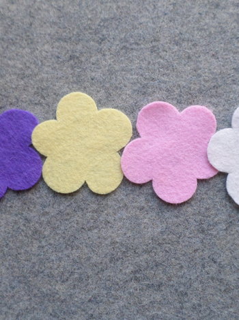 12 Cut Felt Shapes, 2.25" Flower Pieces