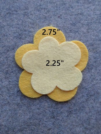 12 Cut Felt Shapes, 2.25" Flower Pieces