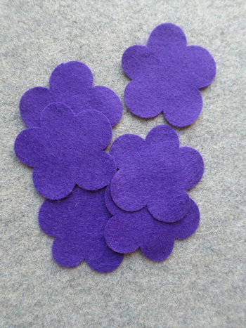 12 Cut Felt Shapes, 2.75" Flower Pieces