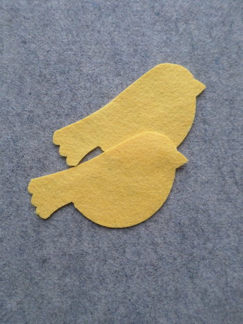 Cut Felt Bird Shapes, 12 Yellow Bird Pieces