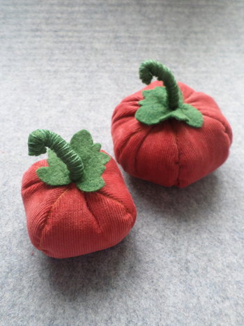 Orange Corduroy Pumpkin Pincushion