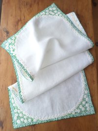 Hand Embroidered Linen Table Runner, Daisies